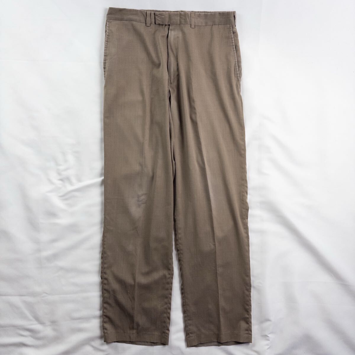 US Vintage 90s REACTION KENNETH COLE ノータック くすみカラー カスリ フェード とろみ ドレープ ワイド ドレス スラックス トラウザーズ拍卖