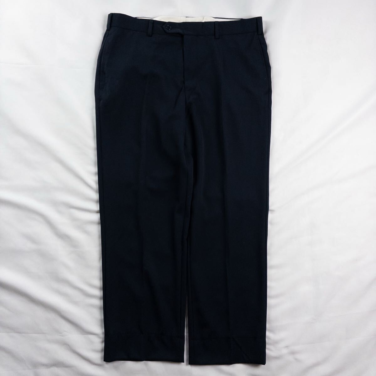 US Vintage 00s BROOKS BROTHERS ウール100% ツイル ノータック ネイビー 紺 サマーウール ワイド ドレス デザインスラックス トラウザーズ拍卖