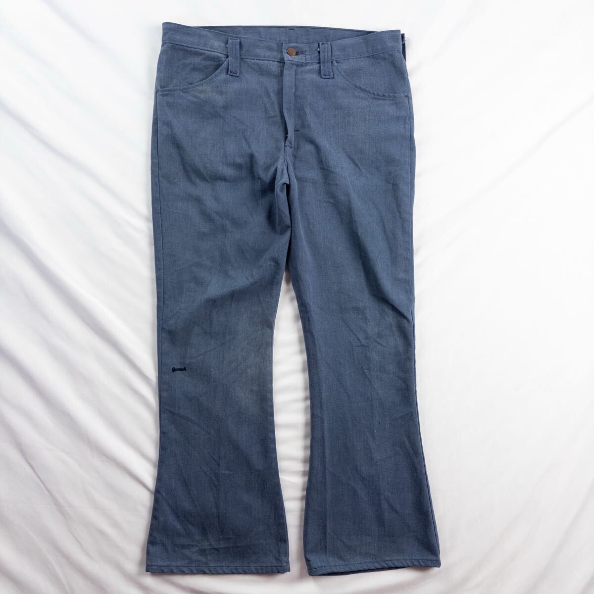 US Vintage 70s Unknown コットン 落書き アート ポップ ヒッピー SCOVILLジップ フレア ブーツカット ベルボトム デニムパンツ拍卖