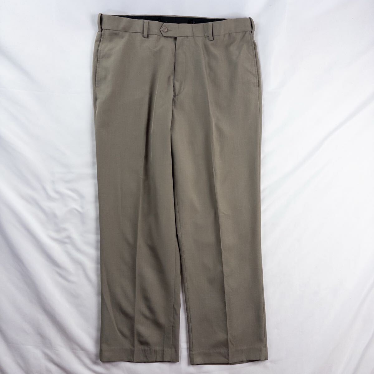 US Vintage 90-00s SAVANE ツイル ノータック サスペンダーボタン カスリ サンドカラー ベージュ ワイド ドレス スラックス トラウザーズ拍卖