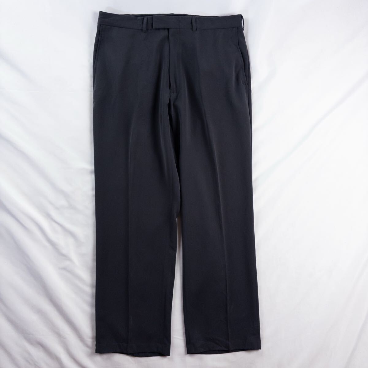 US Vintage 00s KENNETH COLE ポリエステル ツイル ノータック とろみ ドレープ グレー アッシュ ワイド ドレス スラックス トラウザーズ拍卖