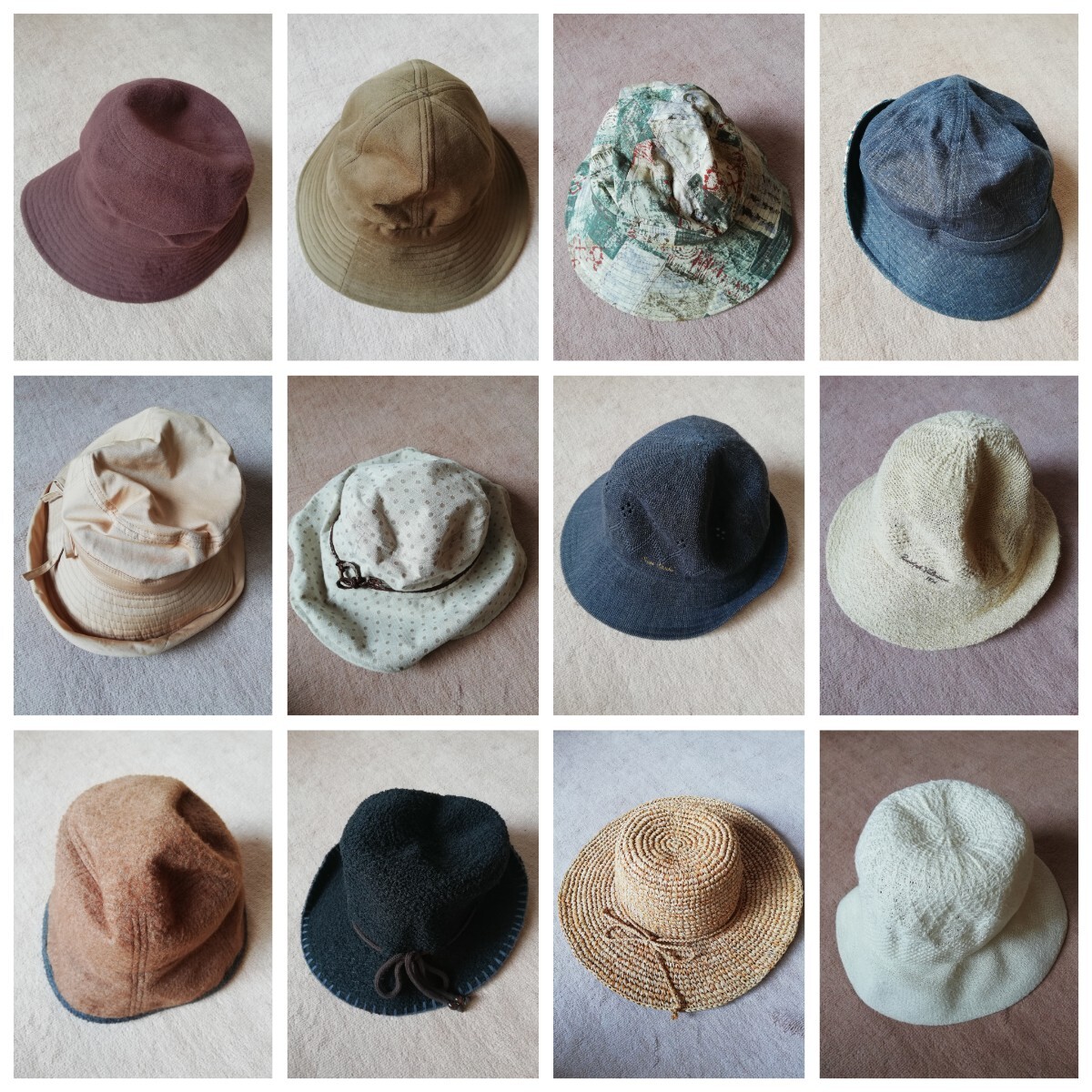 麦わら帽子 バケットハット 12点セット レディース ブラウン ベージュ 等拍卖