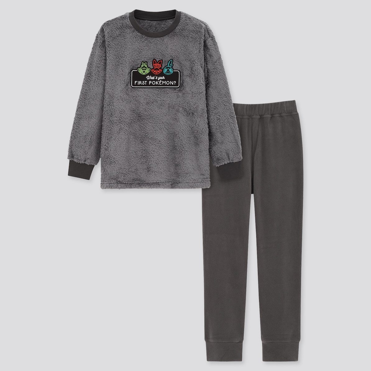 【新品・130・グレー】KIDS ポケモン フリースセット サルノリ・ヒバニー・メッソン 暖かいフリースに身を包んでワクワクする時間を 拍卖