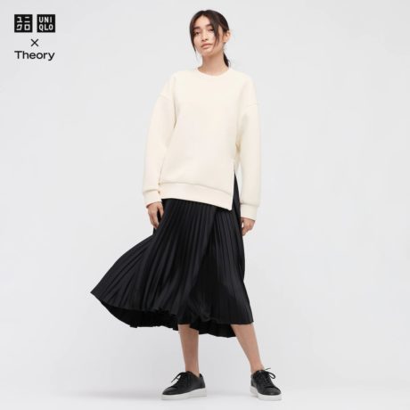 【新品・XL・ブラック】 UNIQLO × Theory プリーツラップスカート 繊細なプリーツにアシンメトリーな裾ラインで個性のあるデザイン拍卖