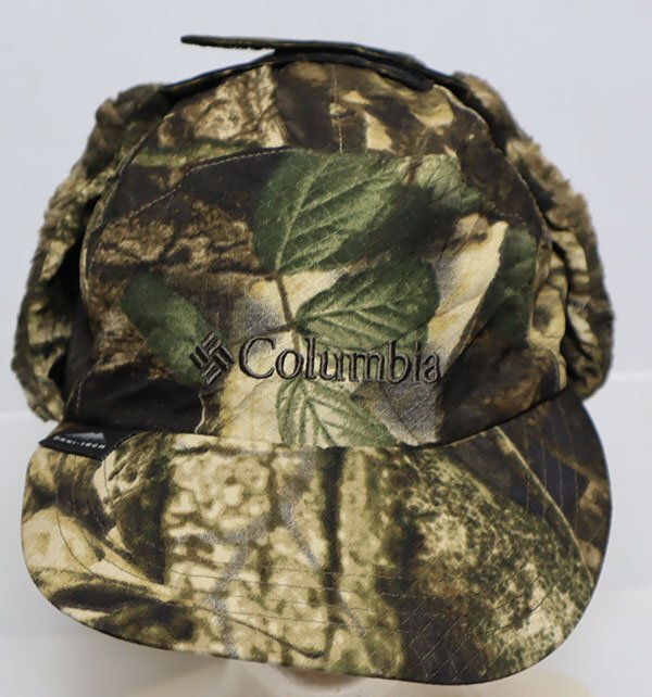 CA64コロンビアCOLUMBIAアメリカ古着ハンテングキャップ迷彩リアルツリーカモ柄L/XLアウトドアキャップ耳あて付きワークキャップOMNI-TECH拍卖