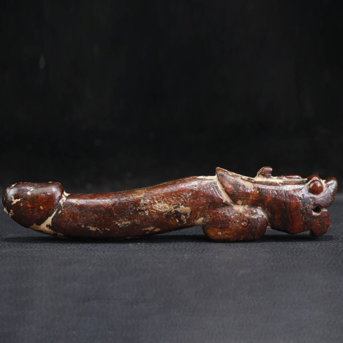 TM6#2998【3.1】人間国宝 中国骨董 和田玉 玉石 印章 彫刻品【漢代の玉竜頭です】 時代物 本物 珍品旧蔵 伝世家珍拍卖