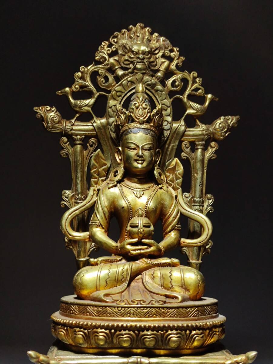 TM6#3537【3.1】 人間国宝 中国骨董 仏教美術 仏像【所蔵銅金仏1体・真金長寿仏】 置物 工芸品 時代物 珍品旧蔵 伝世家珍 拍卖