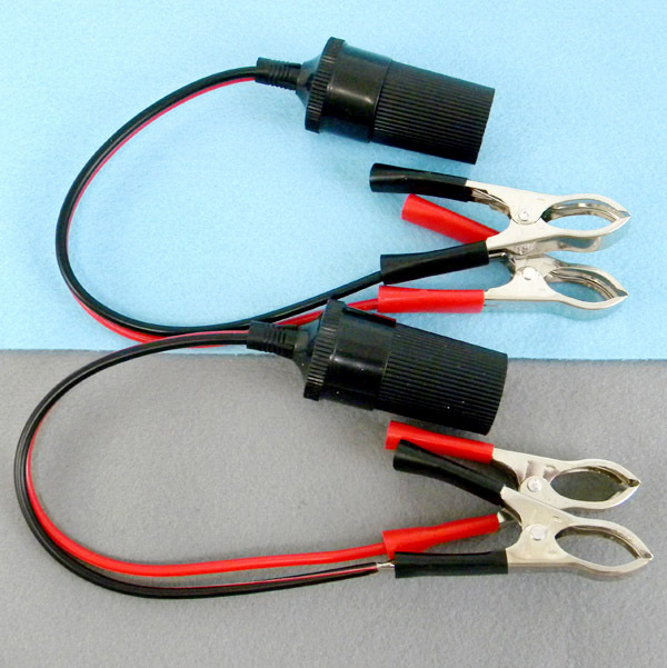 ★ 車用 バッテリー シガーソケット ワニ口クリップ 12V/24V ソケットプラグ 【2本セット】拍卖