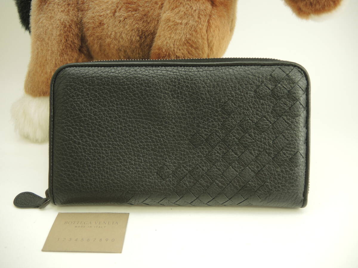 ボッテガヴェネタ ロングウォレット大 イントレチャート レザー黒 ジップ長財布 美品@P00222173B拍卖