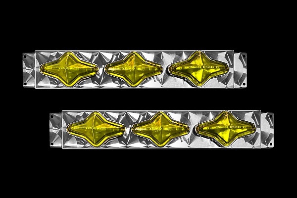 ■新品⇒十字マーカー3連ウロコ車高灯 ステンレス デコトラ:十字ウロコ,十字-黄色×6拍卖