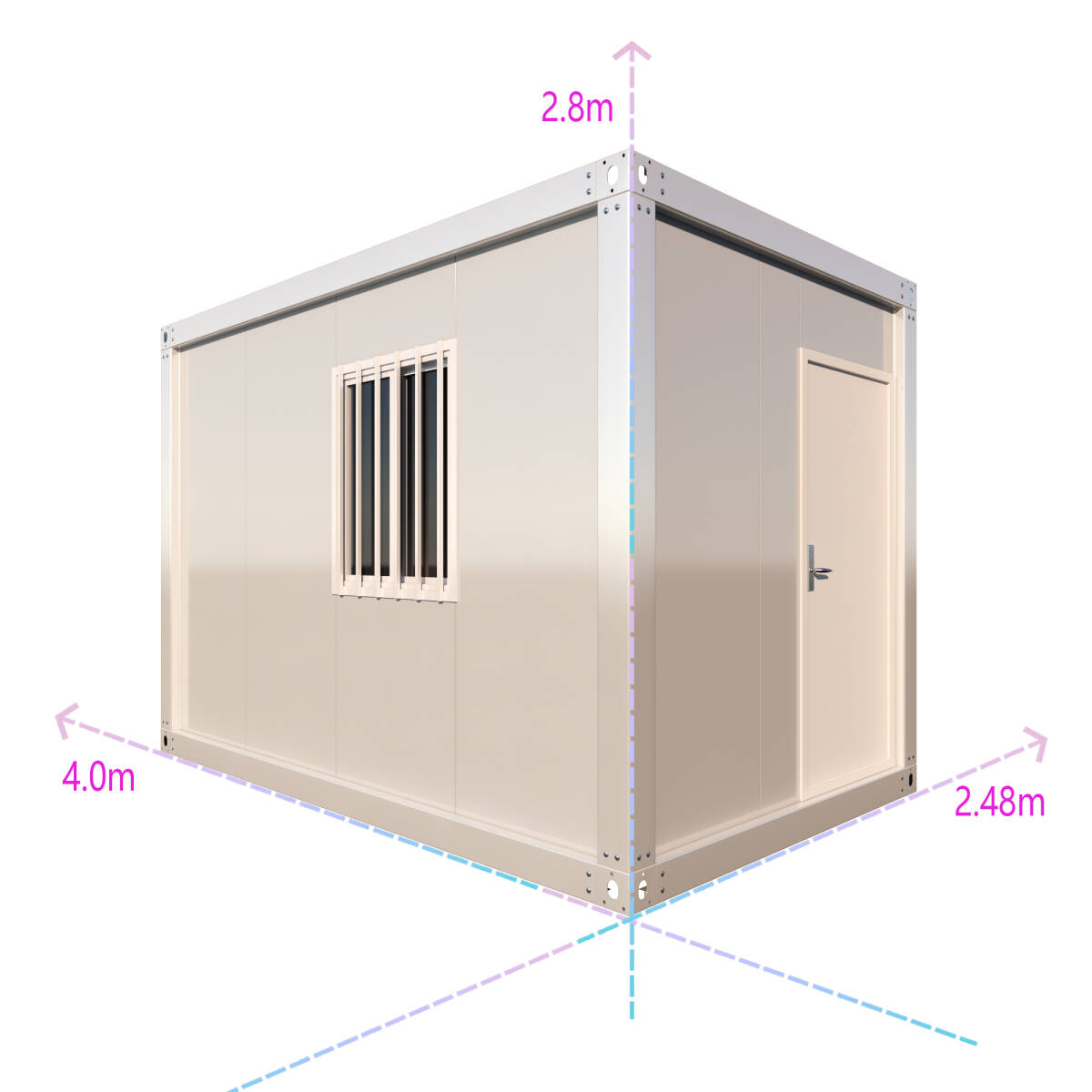 千葉野田発 3坪 幅2.48×4m 組立式 ユニットハウス 白 9.9㎡ プレハブ 仮設 休憩室 ドア1つ 窓1つ付き 建築確認必要無 アルミ窓 網戸付拍卖
