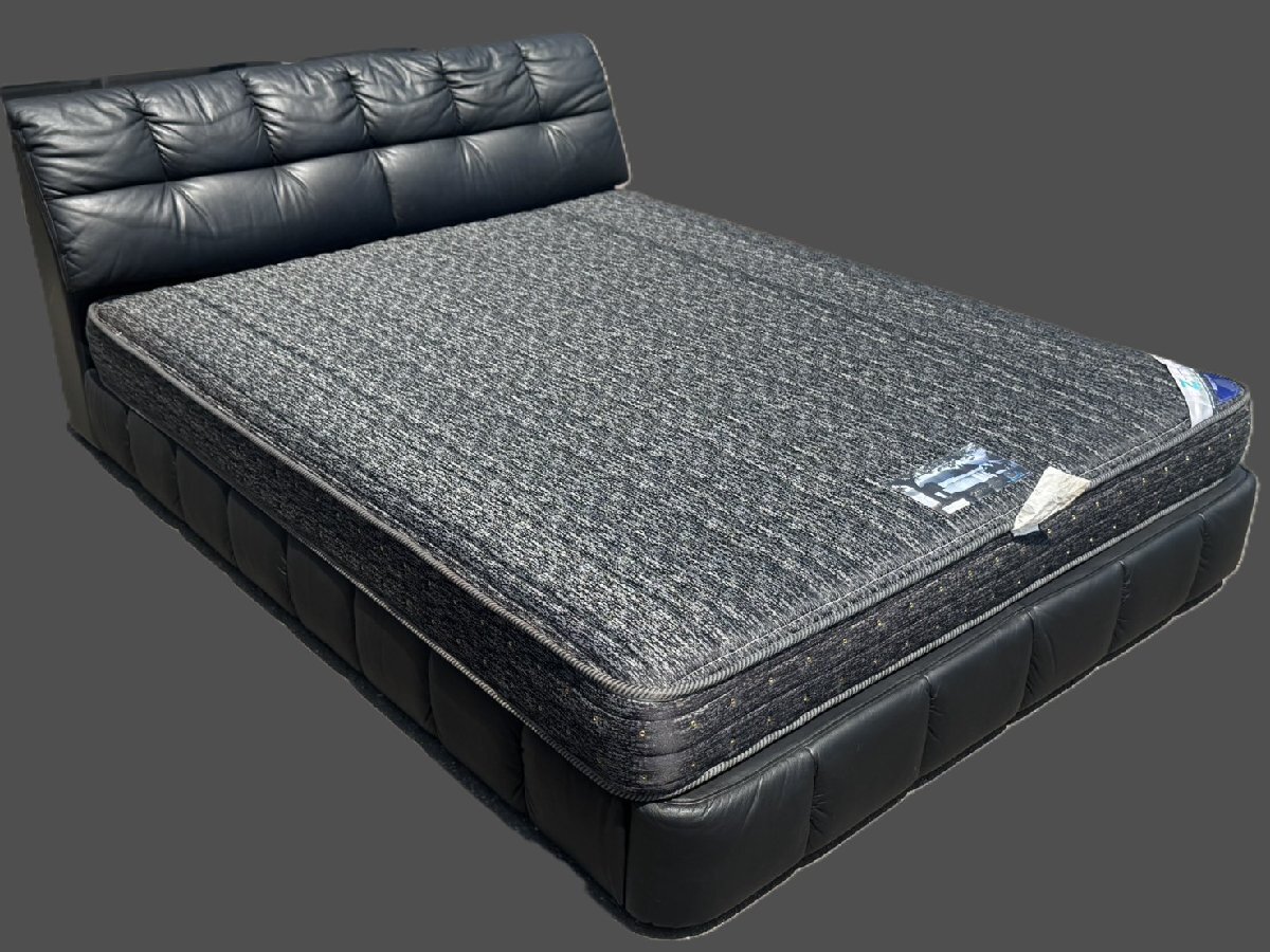 ★使用少ない! 良品! FRANCE BED フランスベッド 高級 革張フレーム + Z-Hi 高気密スプリングマットレス クイーンサイズベッド 札幌発拍卖