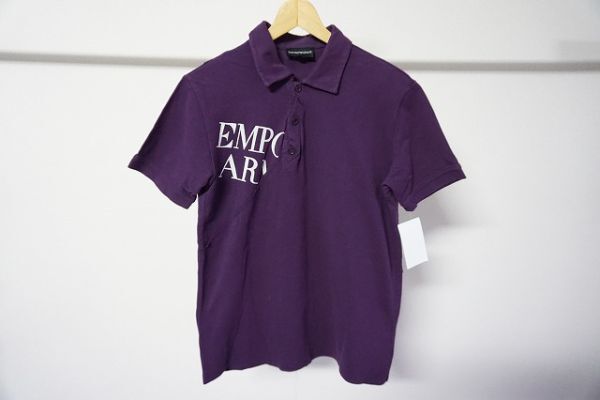 【即決】EMPORIO ARMANI エンポリオアルマーニ 半袖ポロシャツ 紫系 サイズ:XL(小さめサイズ感)メンズM程 【950567】拍卖