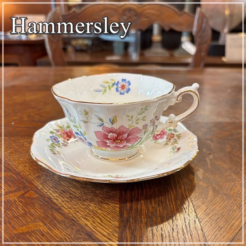 【福岡】Hammersley ハマースレイ 英国 カップ&ソーサー 1客 C/S 花柄 フラワー 金彩 ファイン ボーンチャイナ 廃盤品【CA0123-5】拍卖