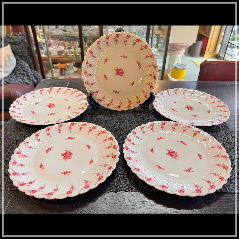 【福岡】リモージュ Limoges ジョルジュ・ボワイエ Georges Boyer ケーキ皿 5枚セット Bagatelle バガテル バラ フランス【ME0618-2】拍卖