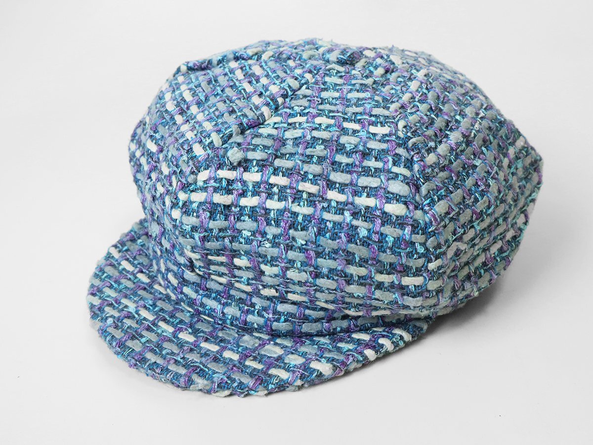 ♪送料無料 BARNEYS NEW YORK ◆ ツイード キャスケット 帽子 ブルー シルク混 バーニーズニューヨーク◆GG12拍卖