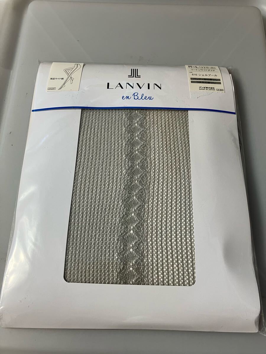 【送料無料】 LANVIN en bleu ツートンサイドダイヤ シェルブール 両足サイド柄 ランバン 編み 網 デザイン パンティストッキング パンスト拍卖