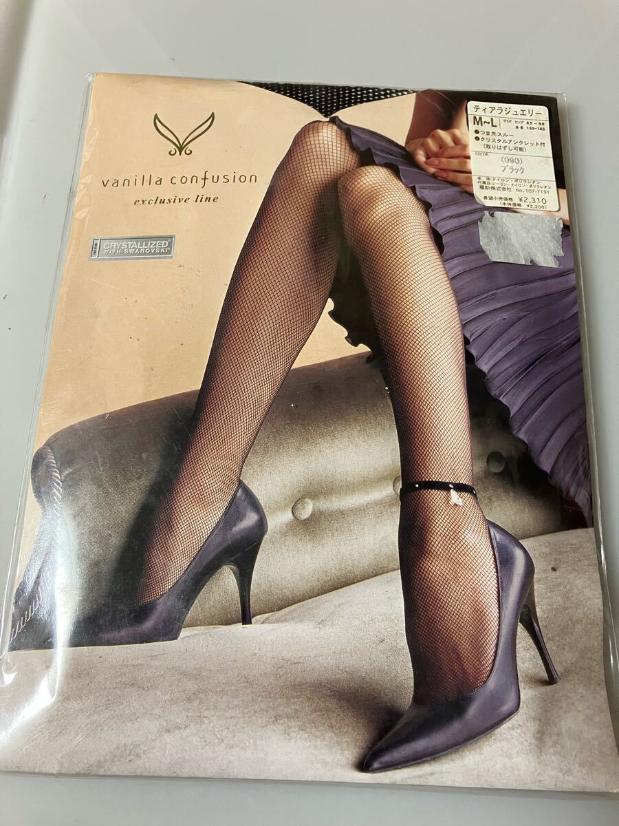 【送料無料】vanilla confusion exclusive line ティアラジュエリー ブラック パンティストッキング 網 ネット パンスト panty stocking 黒拍卖