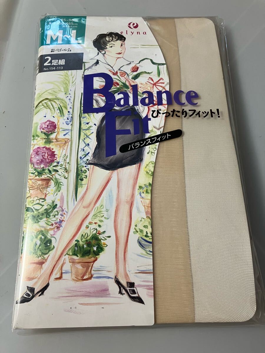 岡本 elyna バランスフィット 2足組 パウダーベージュ M-L パンティストッキング パンスト panty stocking かかとセット ソフトガードル拍卖