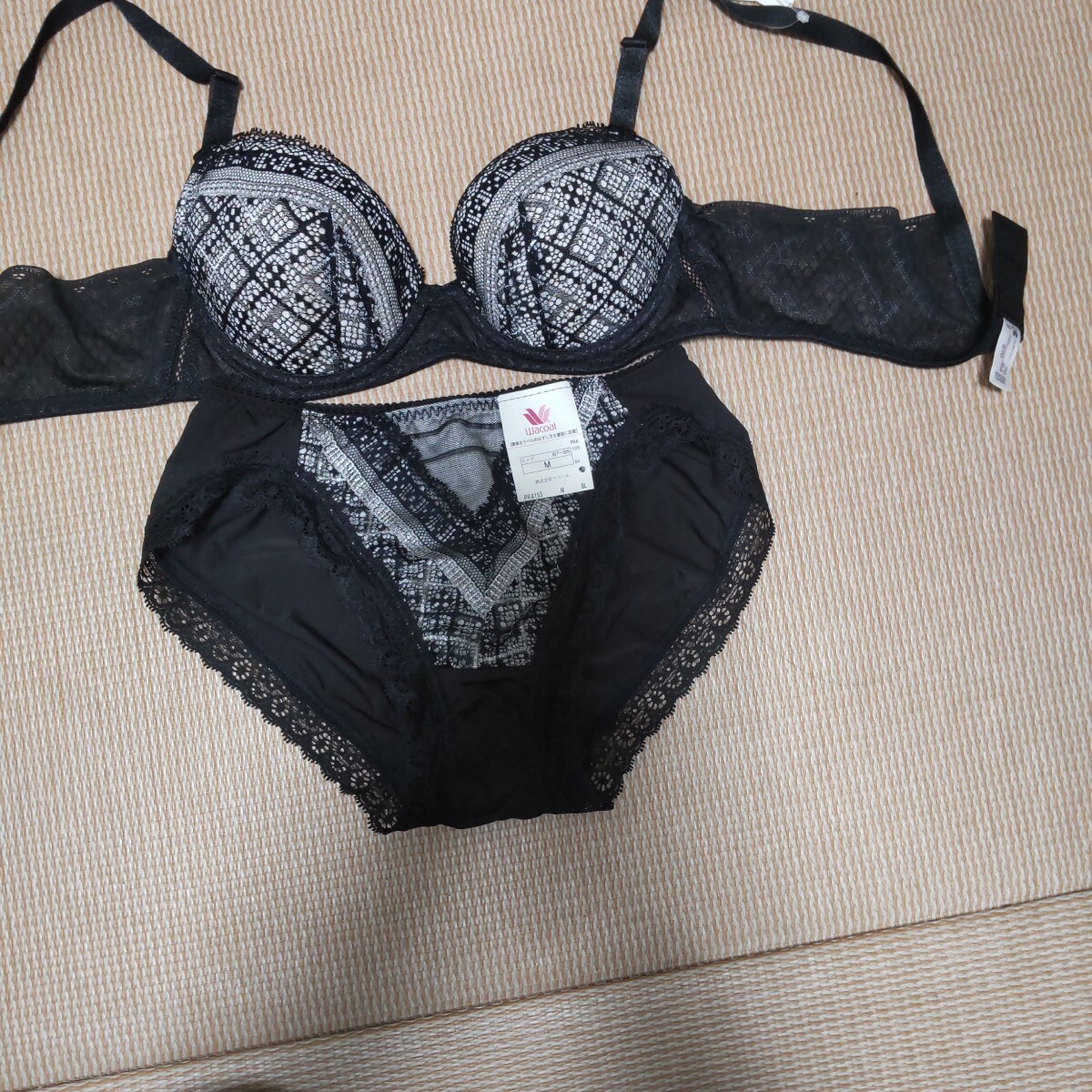 ワコール ナツブラ+ショーツb B70+M 黒系 NATSU BRA 新品未使用拍卖