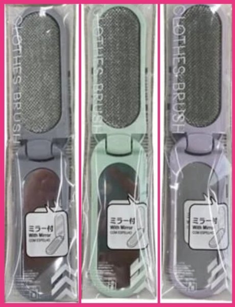 【送料無料:携帯 洋服ブラシ ほこり取り:3個】★ミラー付:持ち歩きに便利 ★エチケットブラシ 鏡付き 服 ブラシ:ホコリ取り ほこり拍卖