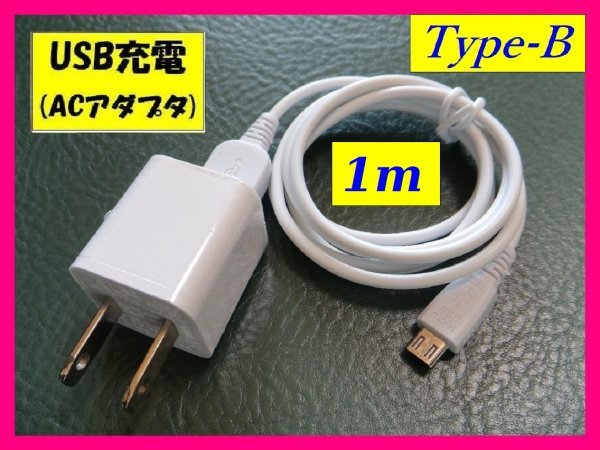 【送料無料:2点:充電ケーブル+ACアダプタ 1m】★タイプB:USBケーブル★スマホ :携帯★充電 充電 携帯拍卖