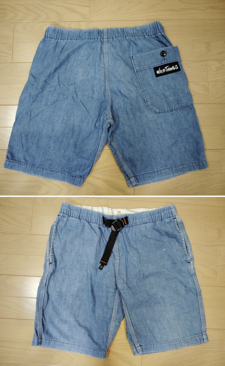 国産 WILDTHINGS&KATOワイルドシングス&カトー【インディゴリネン生地オリジナルクライミングショーツ】◆Lサイズ拍卖