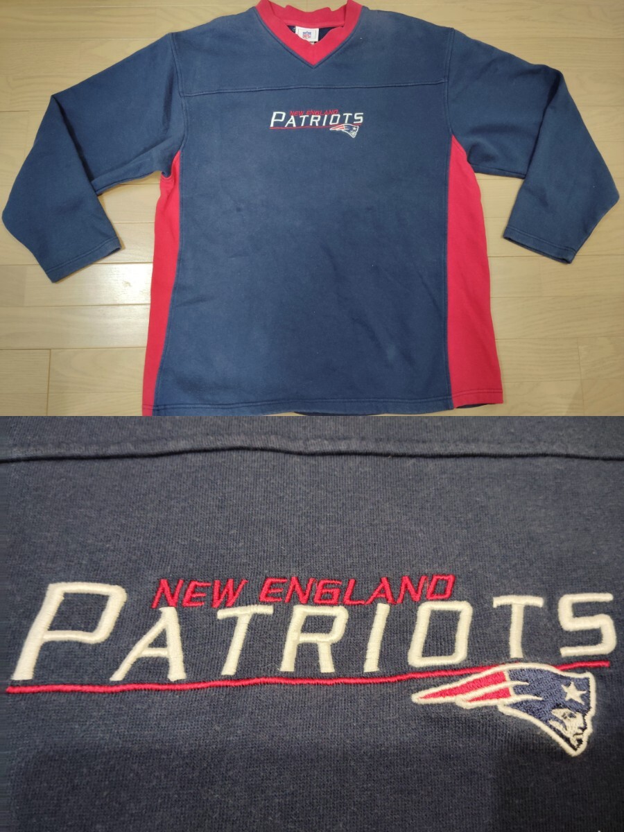 90年代アイテム【 ニューイングランド/ ペイトリオッツ】オフィシャルスウェットシャツ◆Lサイズ(ワイドシルエット)拍卖