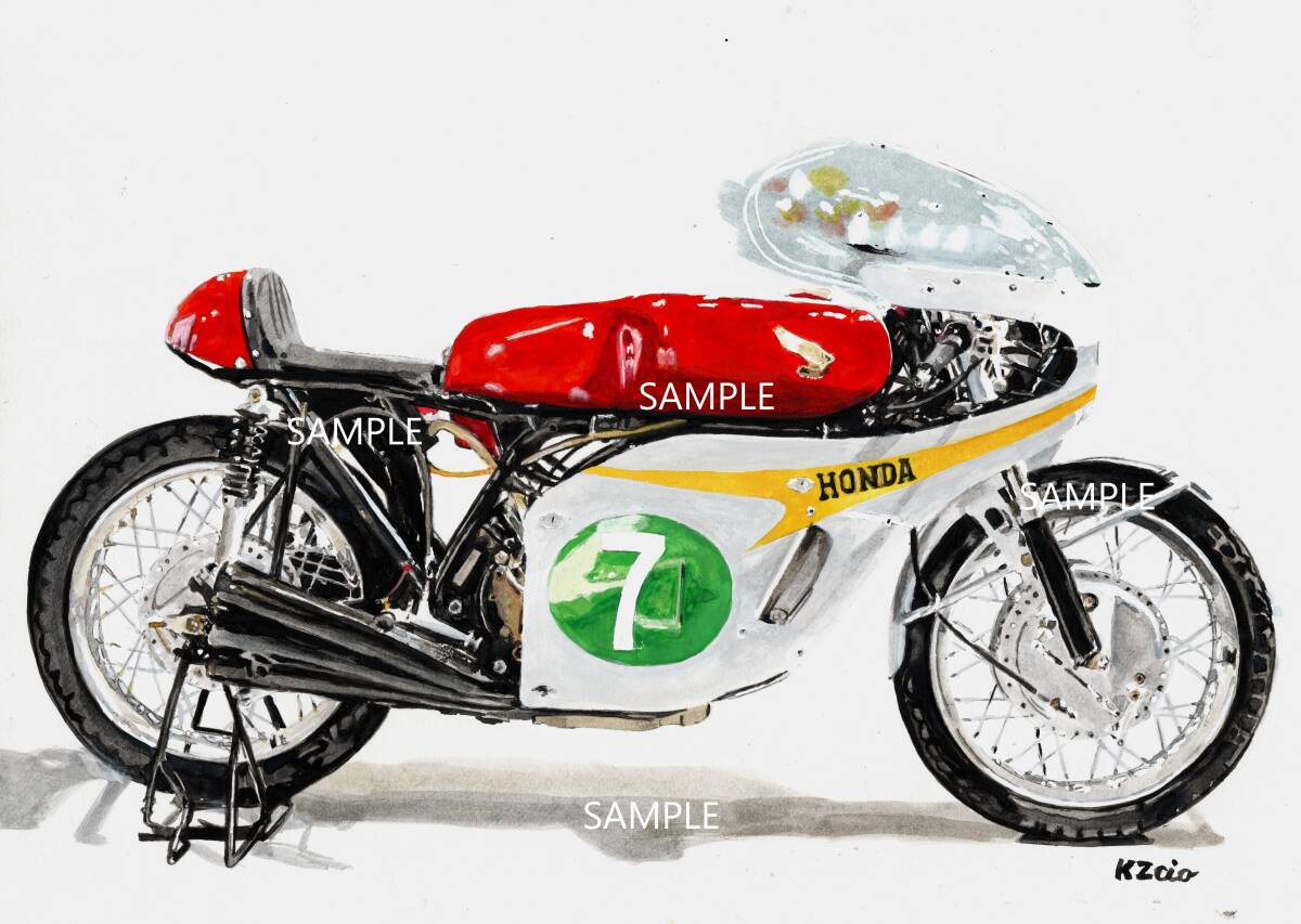 A4プリントです ホンダ RC166 水彩画  バイクイラスト   拍卖