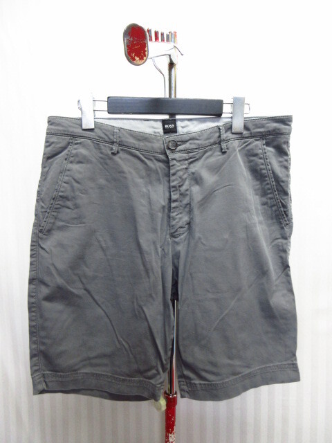 HUGO BOSS ヒューゴボス ストレッチショートパンツ メンズ48 グレー チノパン ワークパンツ コットンショーツ ハーフパンツ 06273拍卖