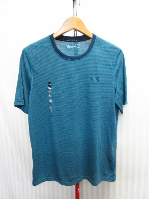 未使用 アンダーアーマー Tシャツ メンズSM ボーダー柄Tシャツ LOOSE FIT 半袖カットソー スポーツシャツ クルーネックシャツ 06271拍卖