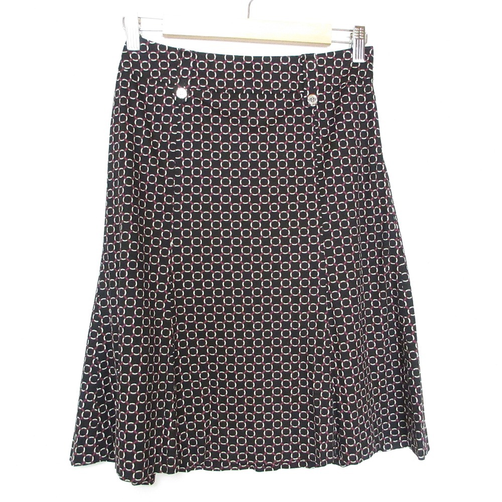 美品 BURBERRY LONDON バーバリーロンドン サークル柄 フレアスカート 36 ブラック拍卖