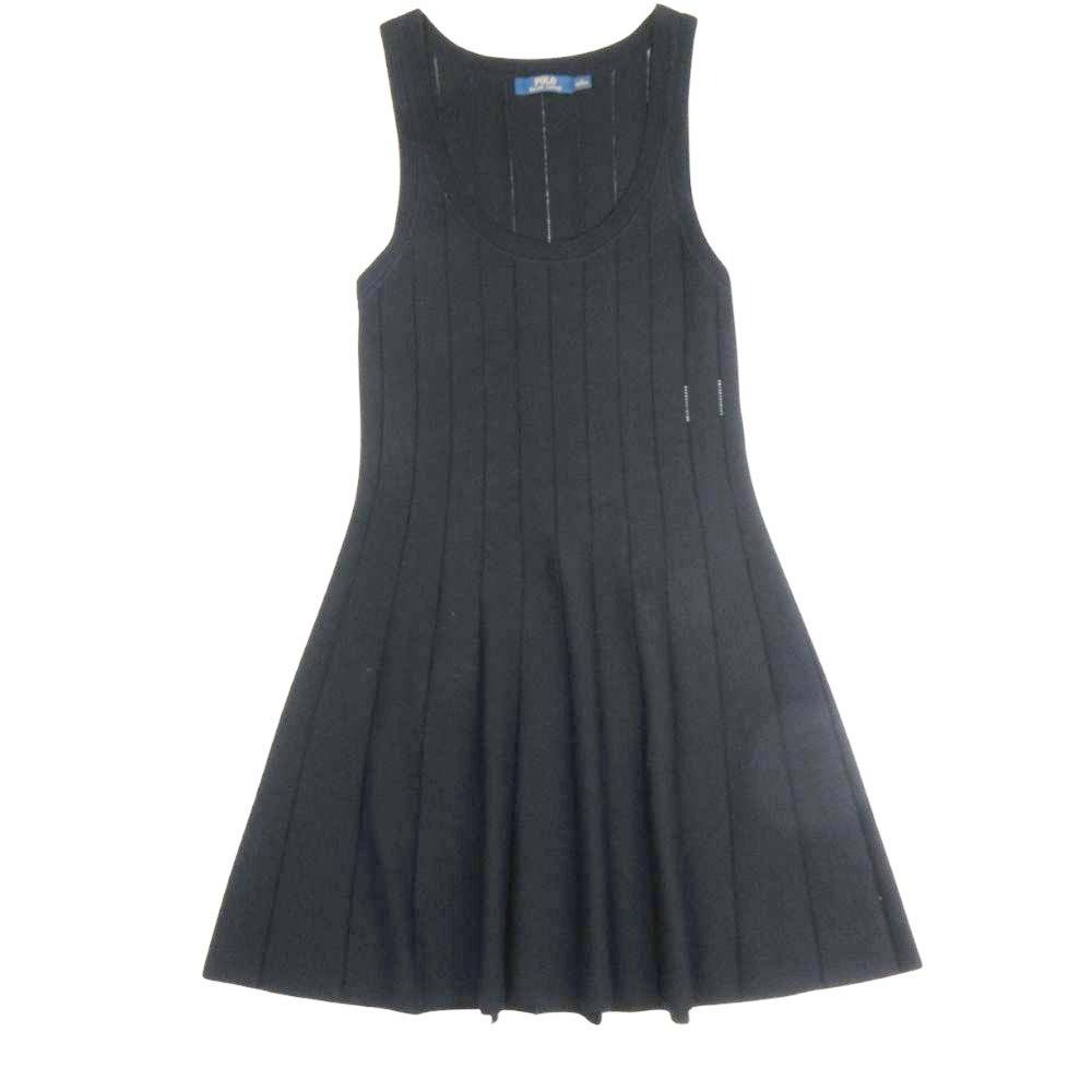 美品 POLO RALPH LAUREN ポロ ラルフローレン ニット ノースリーブ ワンピース ドレス フレアシルエット スリーブレス S 黒 ブラック拍卖