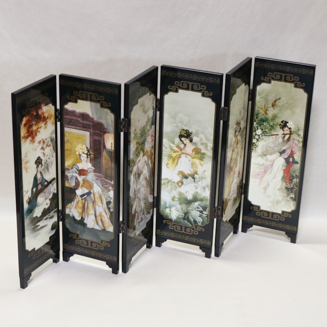 屏風 仕女図六曲 24㎝×46㎝     BK04拍卖