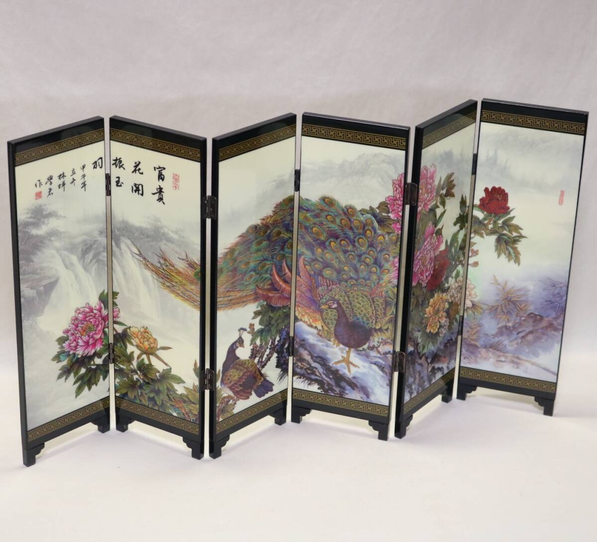 吉祥富貴びょうぶ六曲 24㎝×46㎝    BK02拍卖