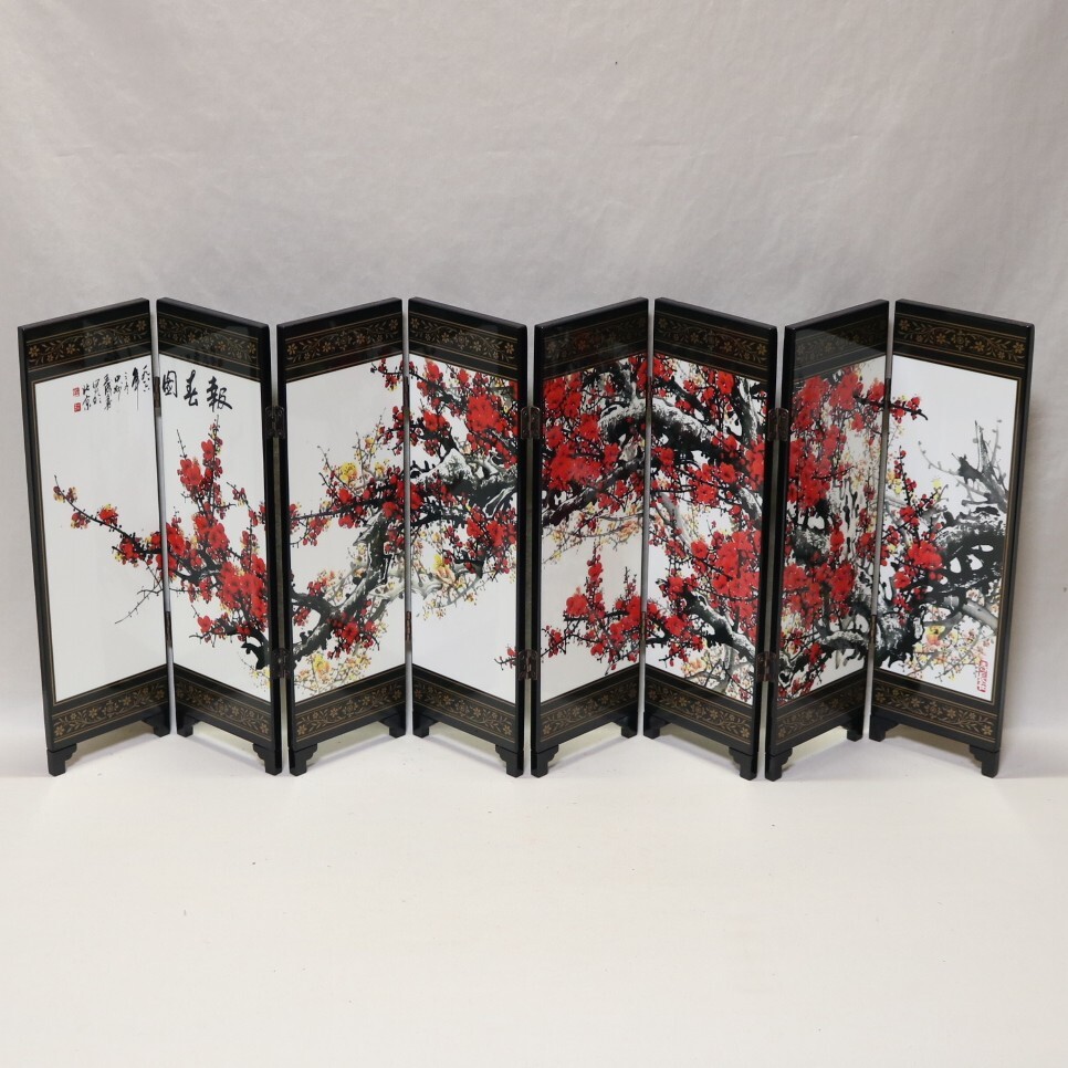 報春図びょうぶ八曲 24㎝×62㎝     BK35拍卖