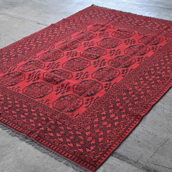 新品 未使用 パキスタン製 ウールラグ ブハラ柄 絨毯 手織り 幾何学 カーペット トルクメン風 リビング ホテル 寝室 書斎 応接室 P-11拍卖