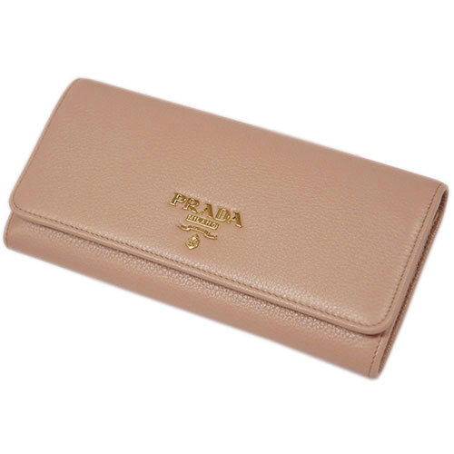 未使用 プラダ 長財布 PRADA 1MH132 財布 パスケース付き 背面ファスナー付きポケット VITELLO GRAIN CAMMEO ピンクベージュ アウトレット拍卖