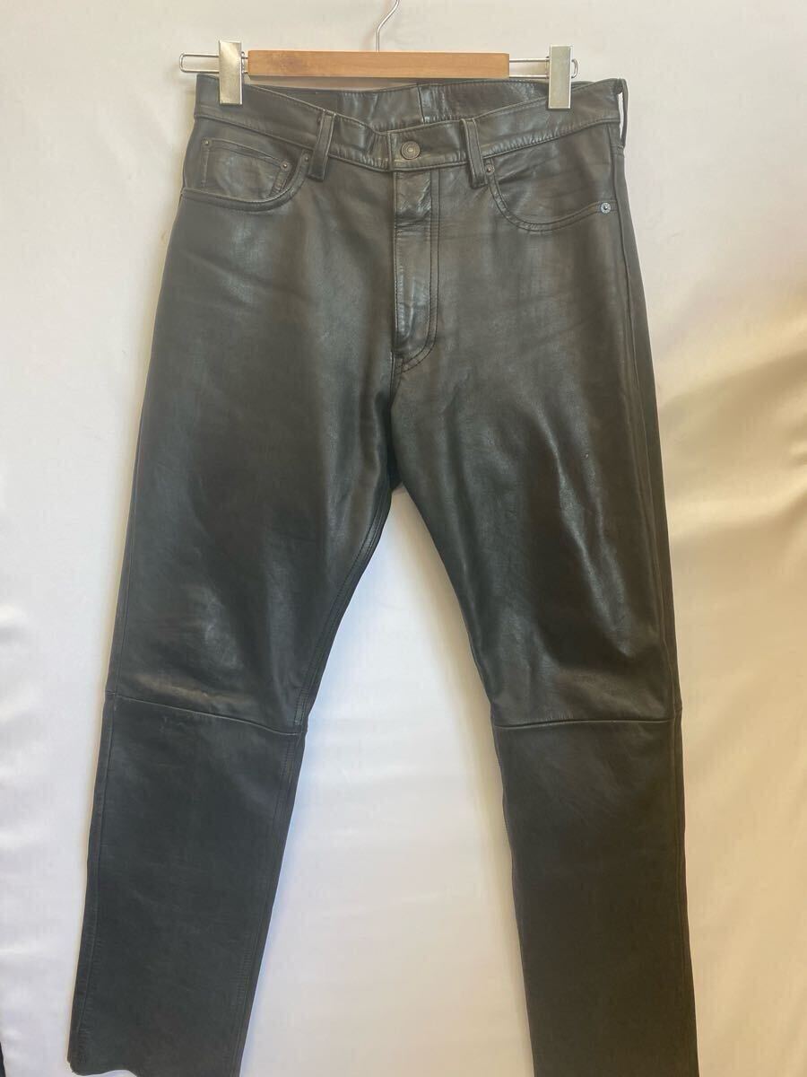 【Levis】リーバイス レザーパンツ 32 馬革 ブラック 505-49 34拍卖