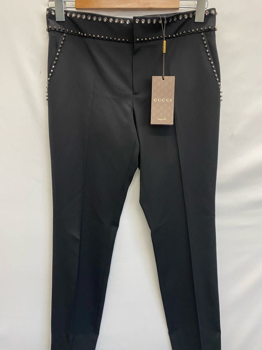 【GUCCI】グッチ ストレートパンツ 40 ウール ブラック 無地 34拍卖