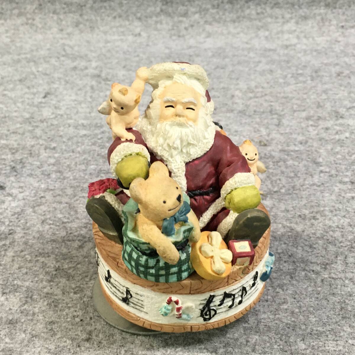 KH614 オルゴール サンタクロース クリスマス メリーゴーランド「おめでとうクリスマス」陶器 置物 インテリア 雑貨 ヴィンテージ 当時 拍卖