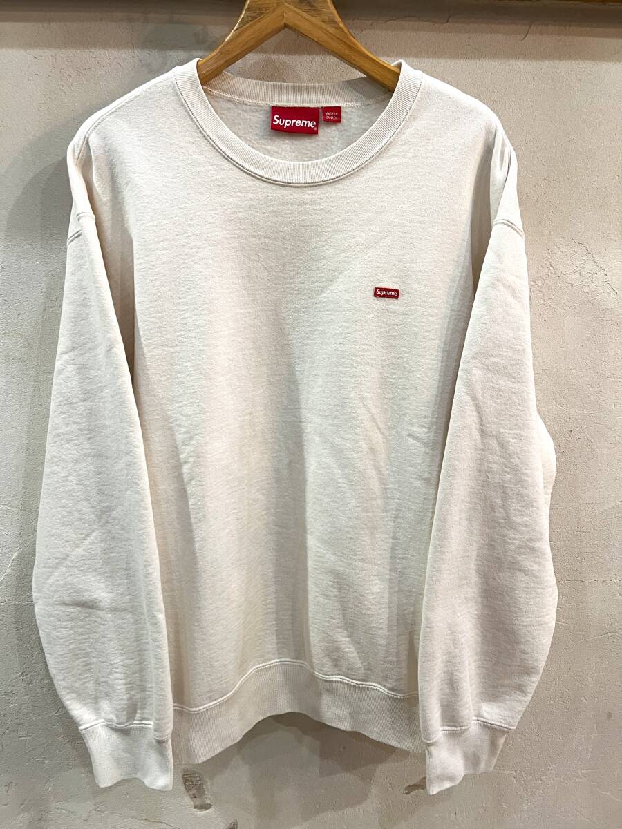 ★21ss Supreme/シュプリーム Small Box Crewneck スモールボックスロゴクルーネック スウェット トレーナー ナチュラル メンズL★拍卖