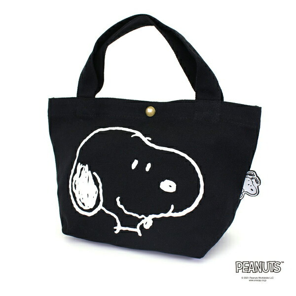 スヌーピー ミニトートバッグ フェイスブラック SNOOPY拍卖