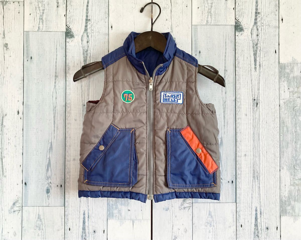 TINKERBELL ティンカーベル リバーシブル 中綿 ベスト キッズ 100拍卖