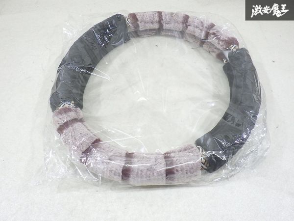 【未使用 アウトレット】 社外 フェイク ショート ファー ステアリングカバー ハンドルカバー 直径約37~38cm 黒 赤茶 等 内装 棚2F-M-5拍卖