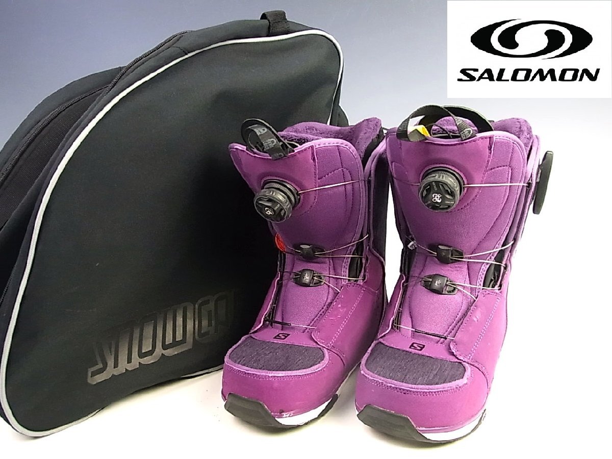 ◆良品◆Salomon/サロモン◆スノーボード ブーツ/IVY BOA SJ PURPLE ブーツバッグ+乾燥剤 付◆378849◆パープル/紫◆23.5cm◆女性用◆拍卖