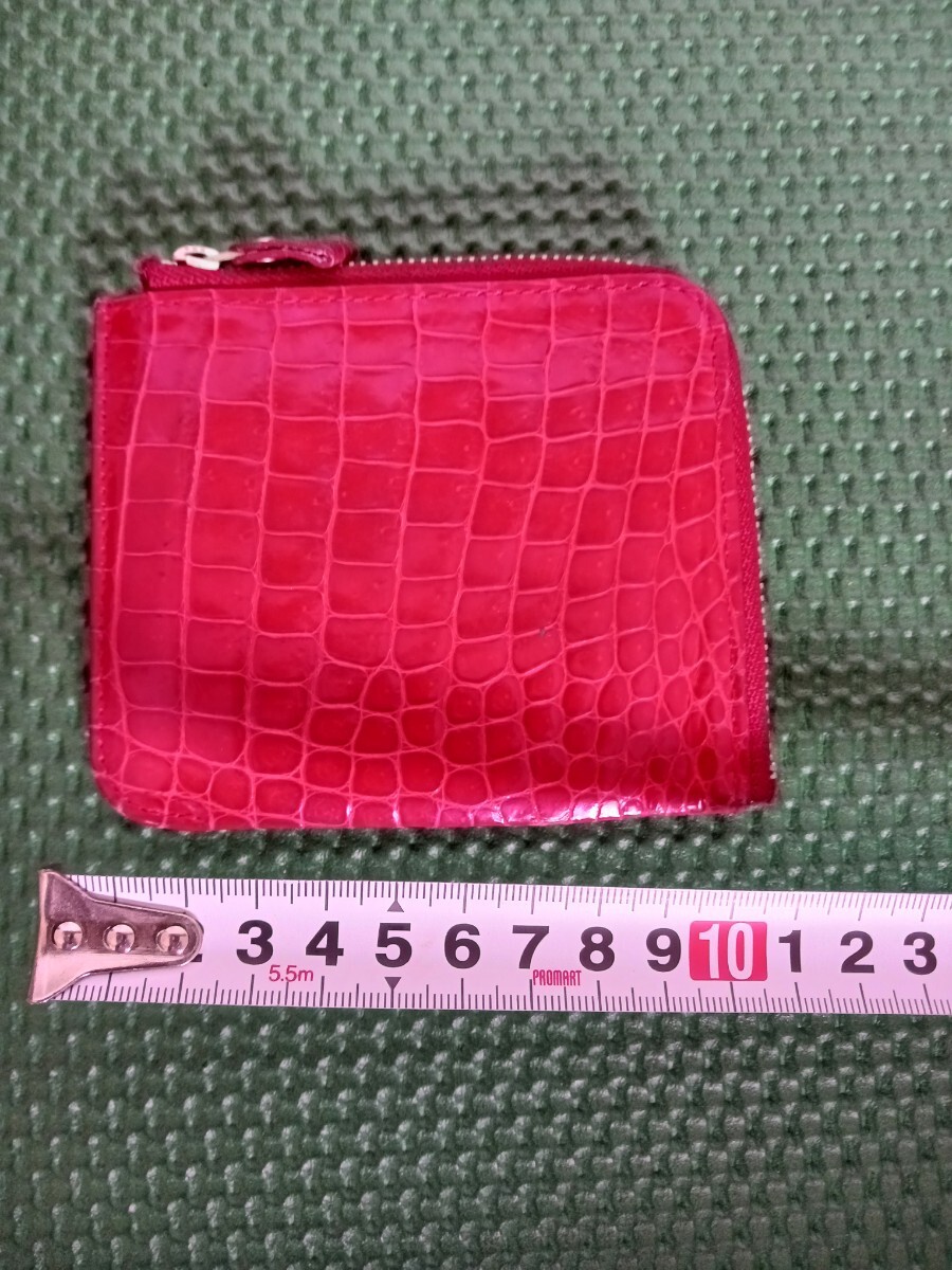 財布 鰐皮 赤高さ10cm 幅11.5cm レザー拍卖