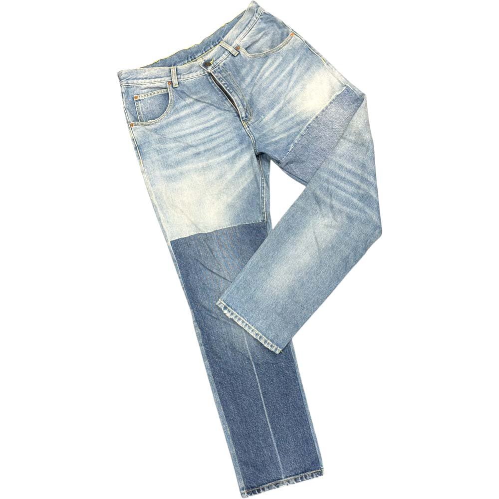 25-2272 【良品】 グッチ デニムパンツ パッチワーク サイズ:34 ジーンズ ファッション アパレル インディゴブルー メンズ GUCCI拍卖