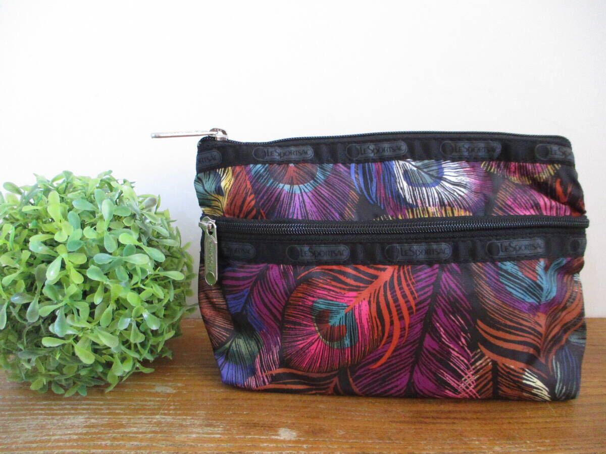 【未使用・送料込】レスポートサック LeSportsac 2段ポーチ アジアン柄 化粧ポーチ 小物入れ 小物ケース 人気ブランド 軽量 二段ポーチ拍卖