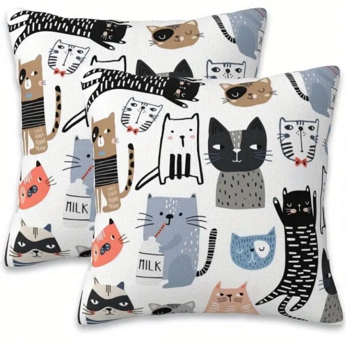 猫柄 クッションカバー (45×45) 2枚組拍卖